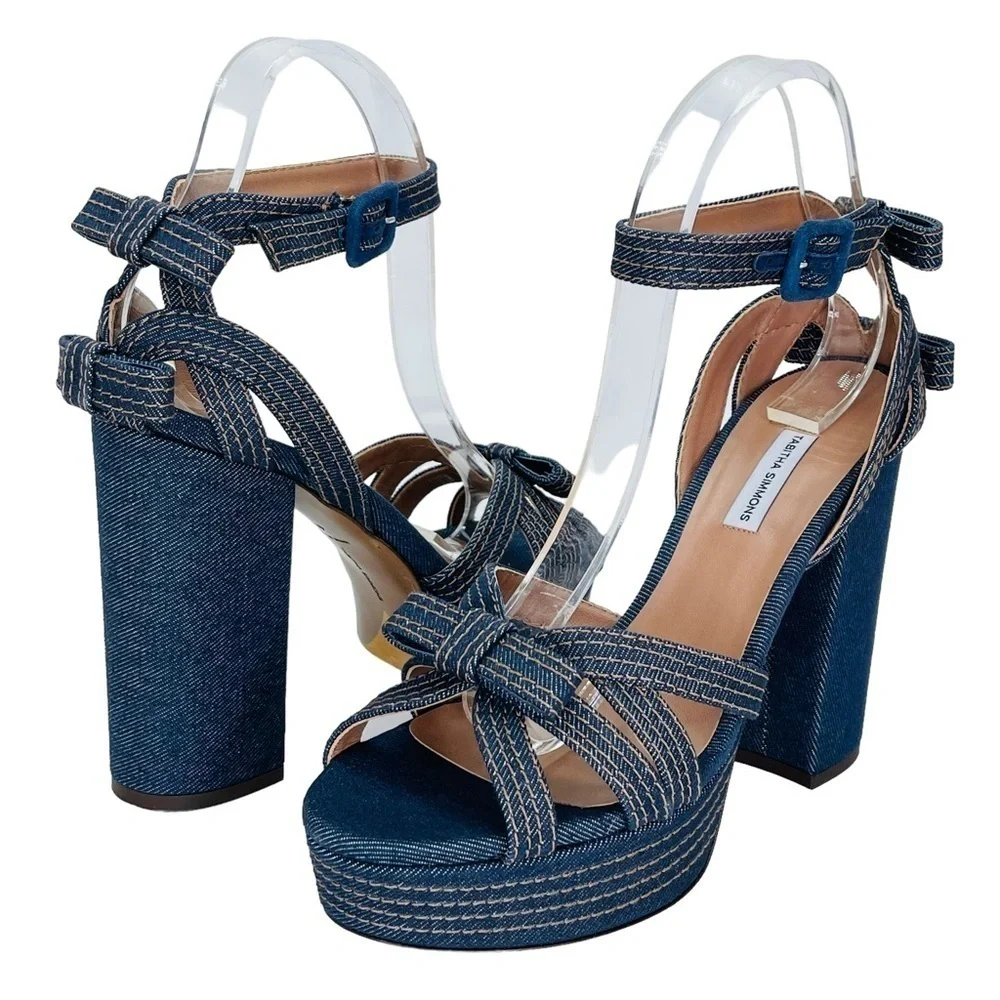 Tabitha Simmons Womens Platform Sandals EU 40B US 10M Indigo Denim Medium Width